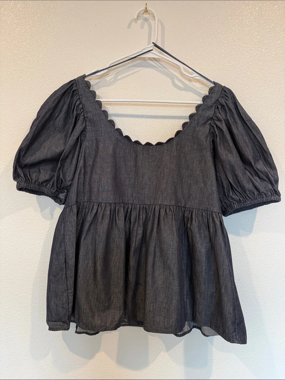 Kika Vargas Puff Sleeve Button-Front Blouse
